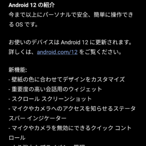 Android 12 アップデート画面